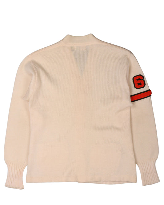 Patched Wool Cardigan Sweater