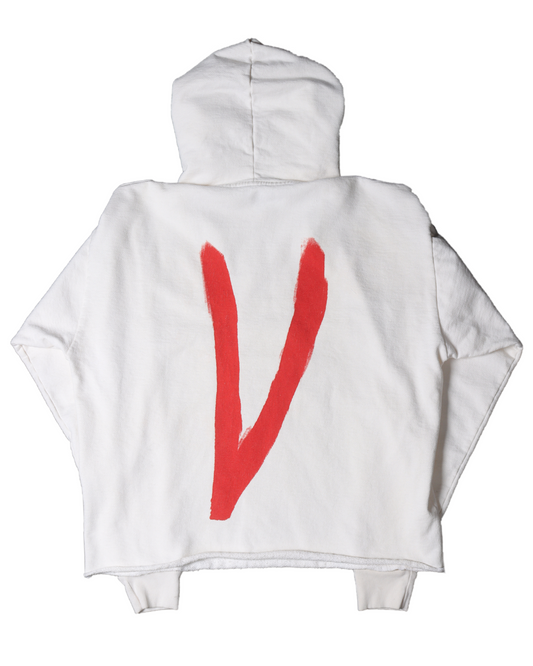 White Raw Hoodie