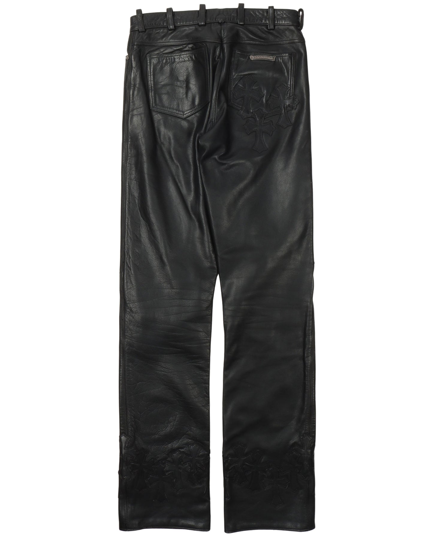 Leather Cross Leather Fleur Knee Pants