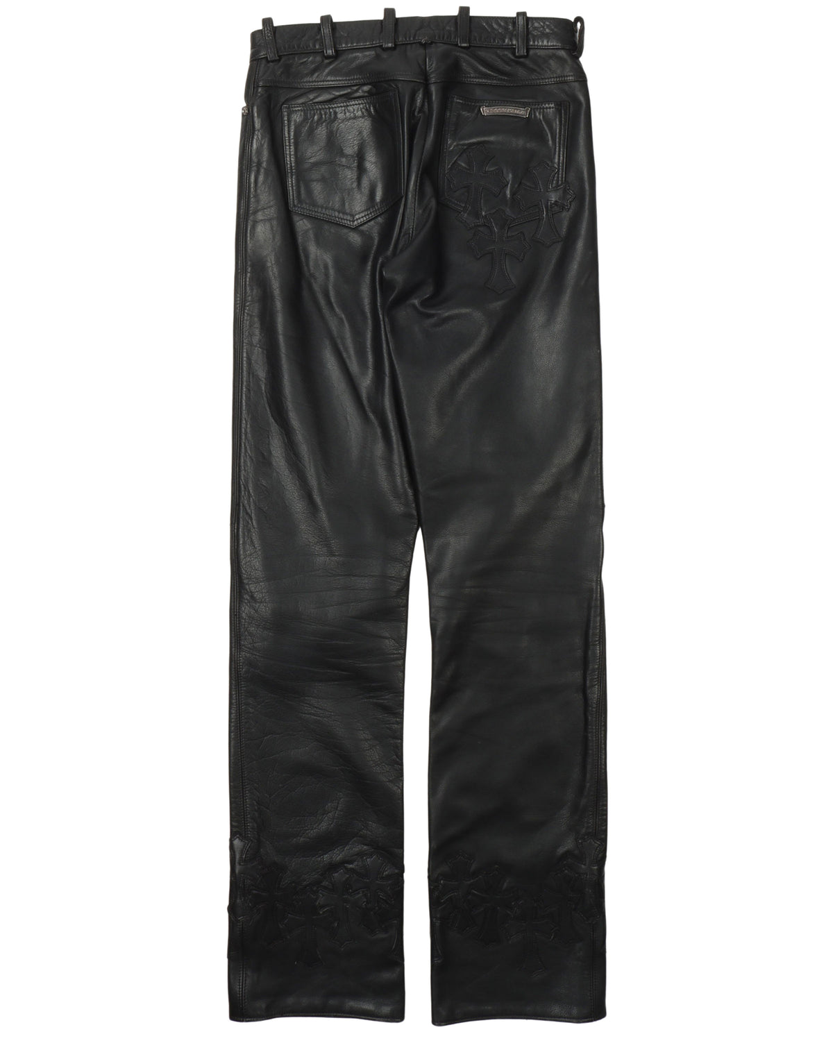 Leather Cross Leather Fleur Knee Pants
