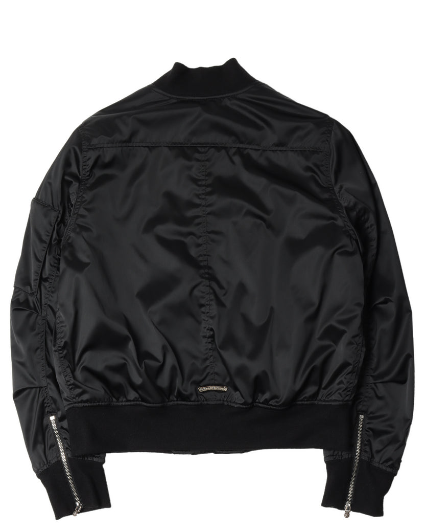 Silk-Lined Cross Patch Bomber Jacket