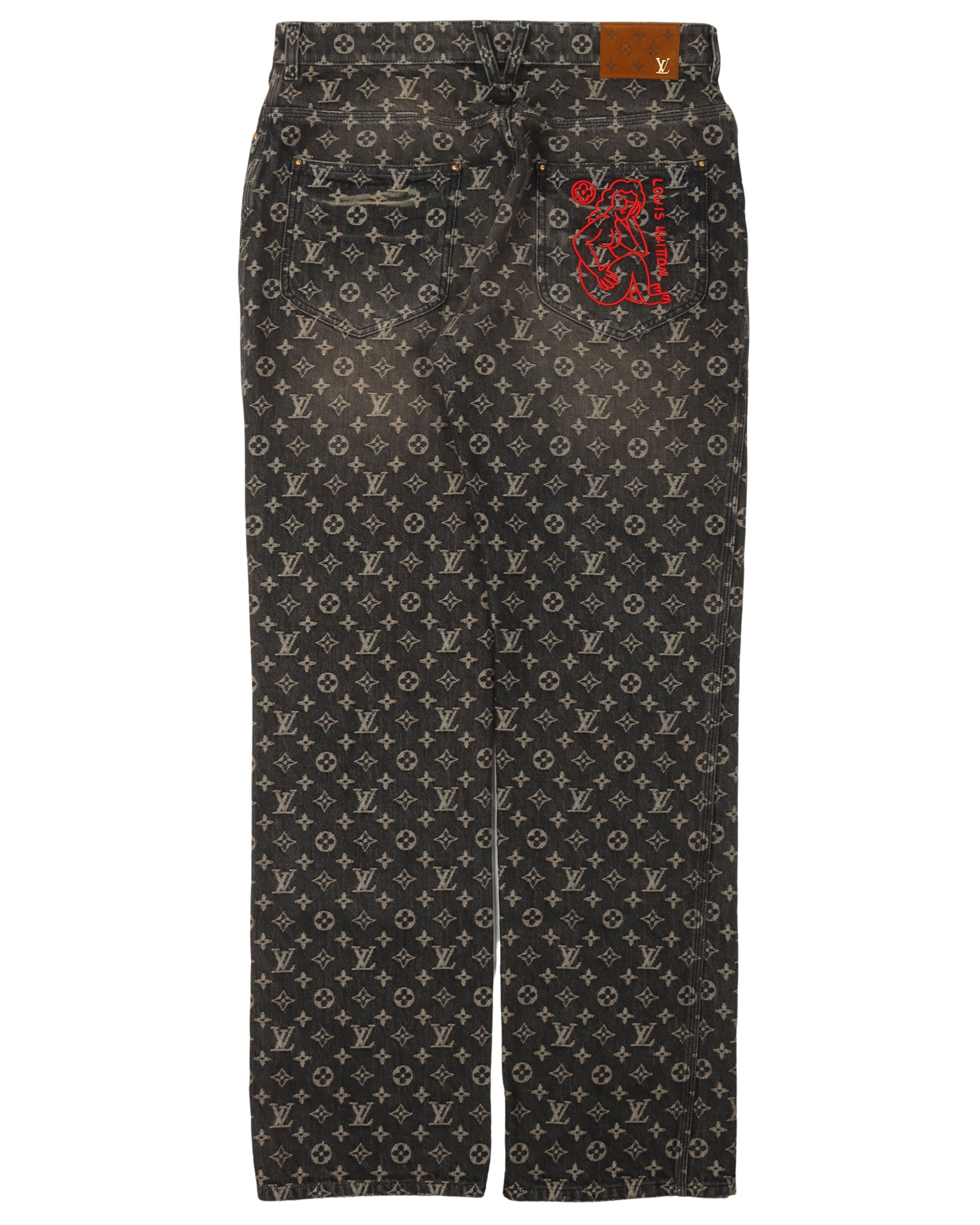 Louis Vuitton Embroidered Lady Monogram Jeans