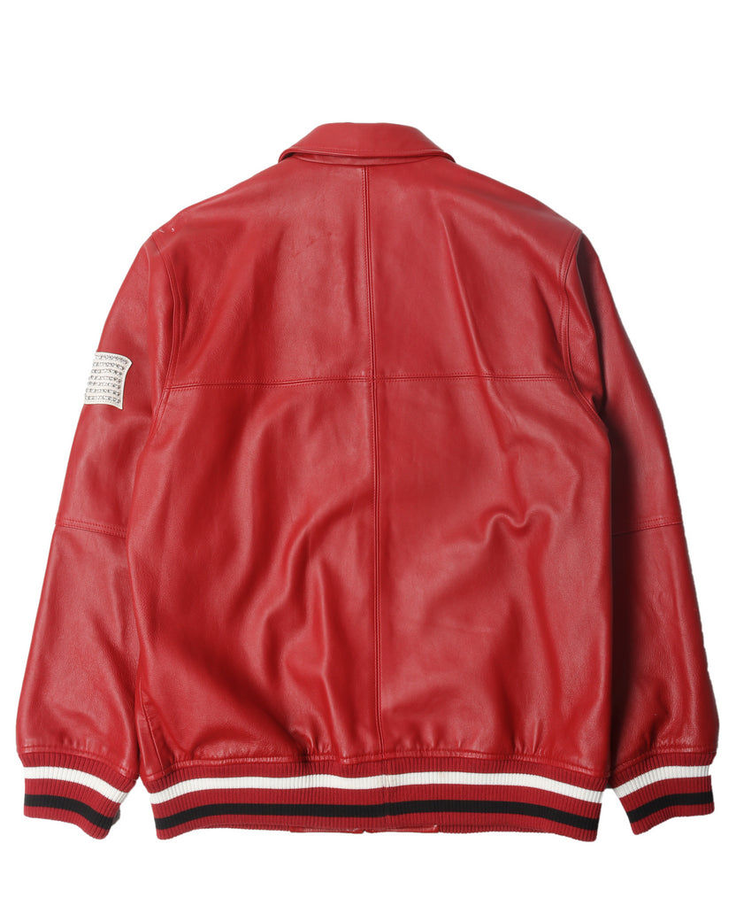 SS16 Uptown Studded Leather Varsity Jacket