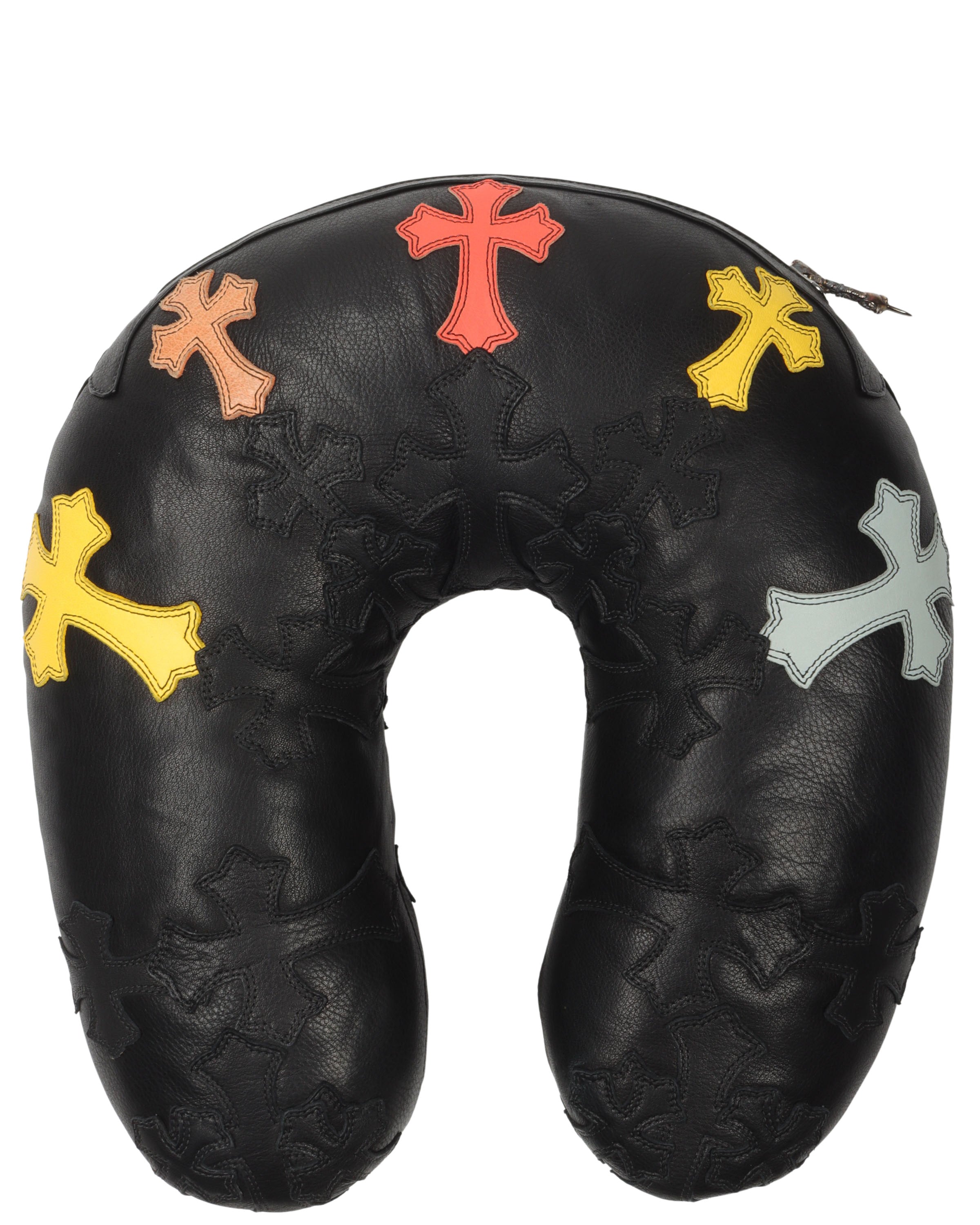 Leather Cross Patch Travel Pillow