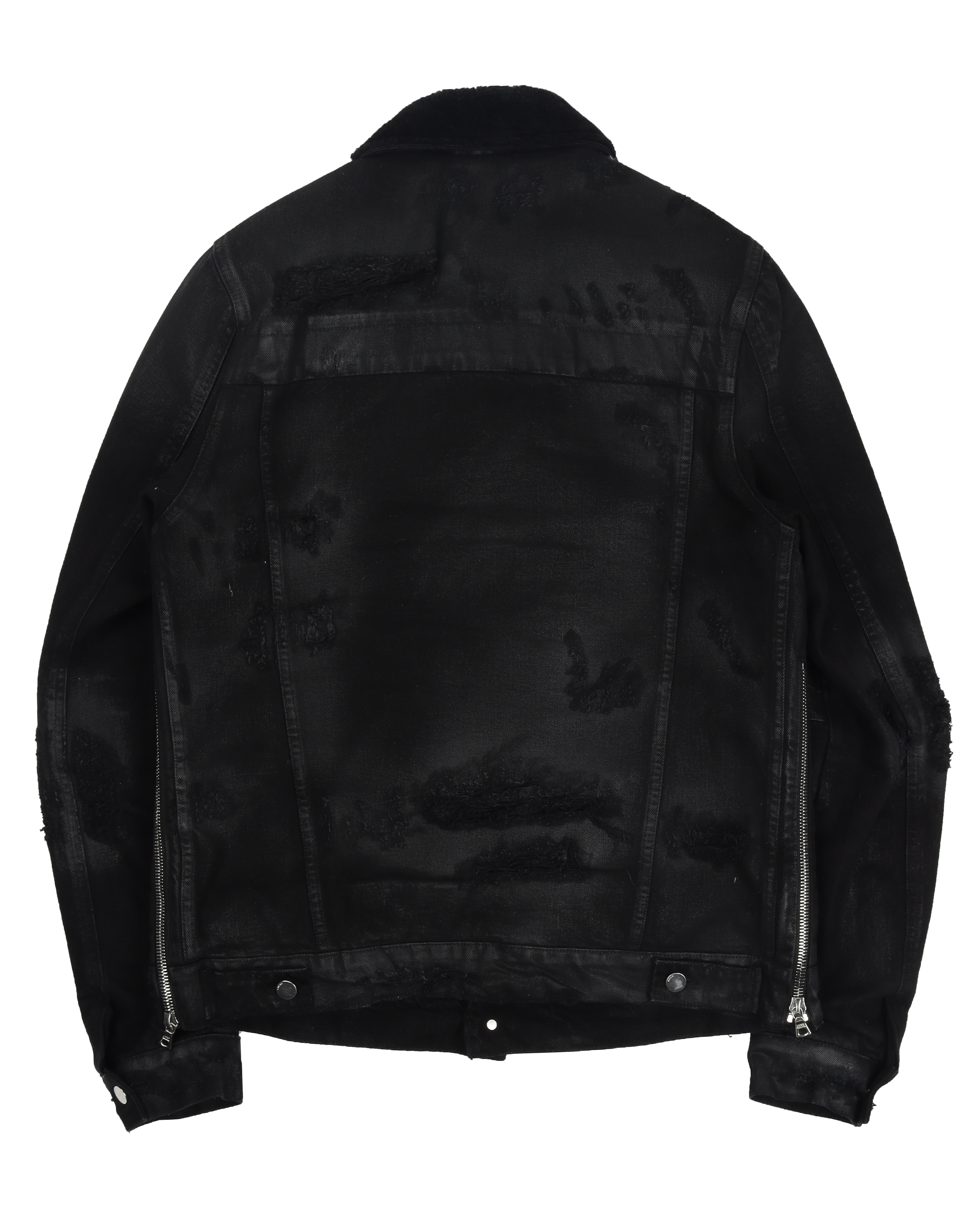 Killmonger Shearling Denim Trucker Jacket (Black)