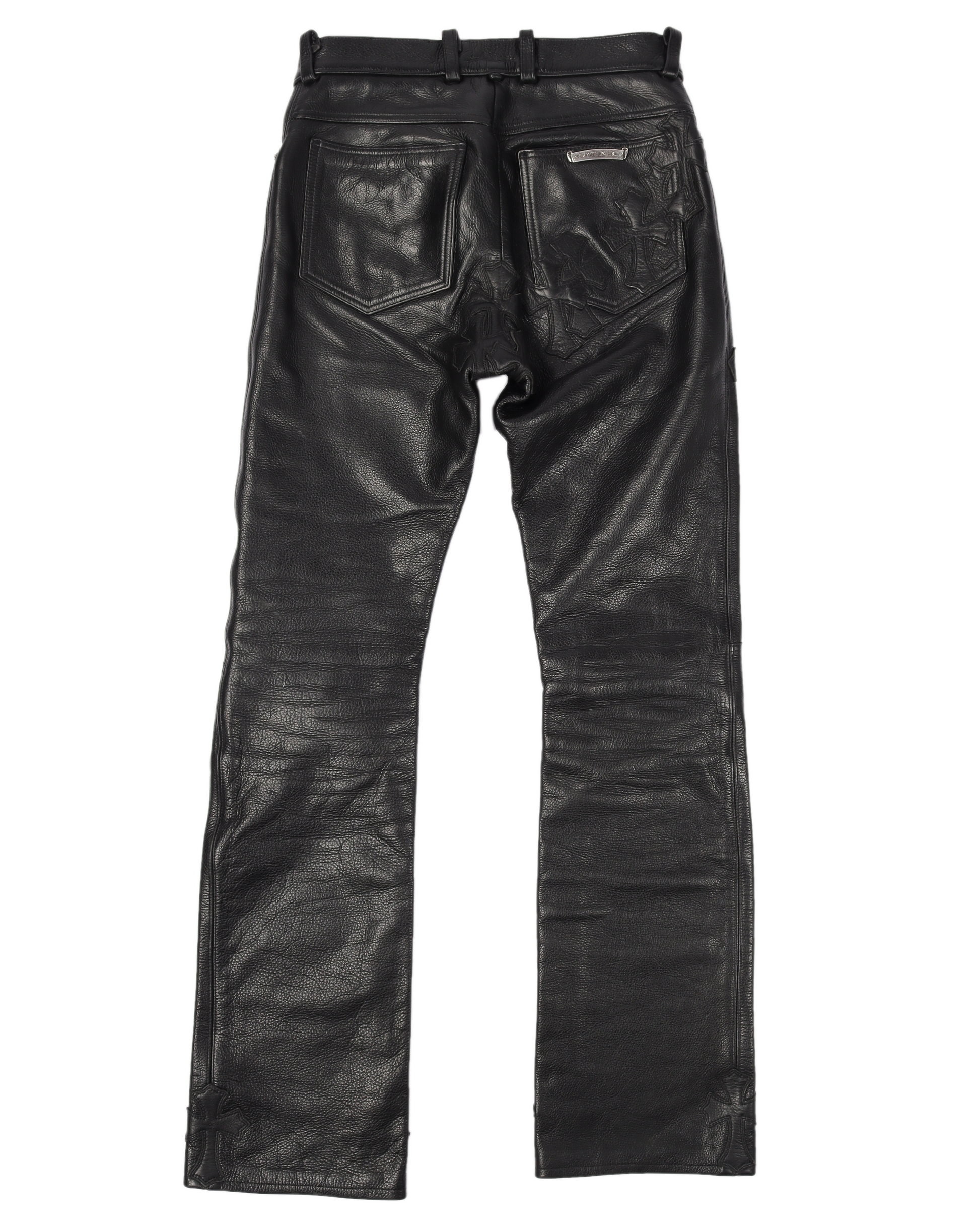 CHROME HEARTS CROSS PATCH LEATHER PANTS – Justin Reed