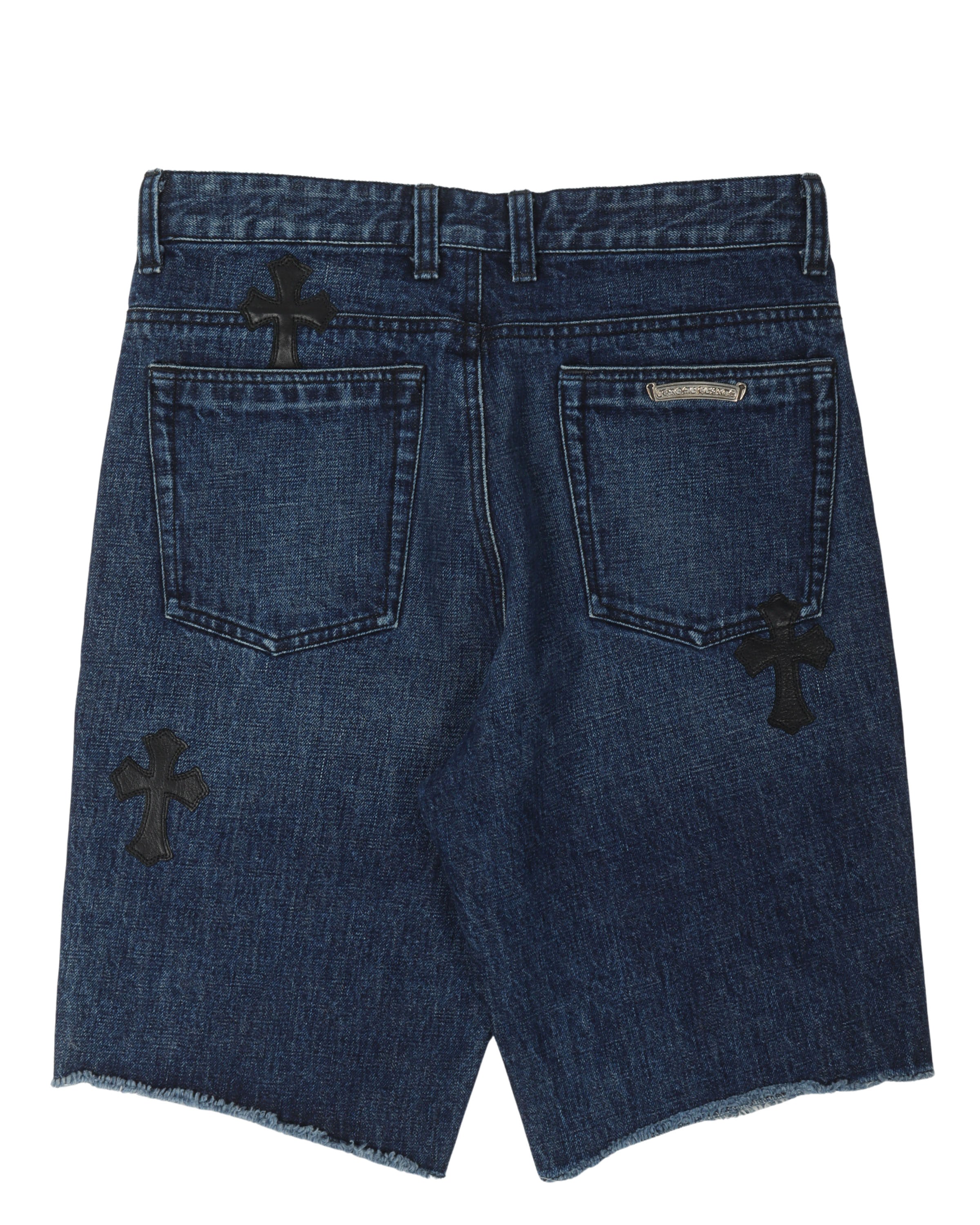 Cross Patch Cut-Off Denim Shorts