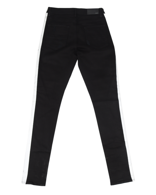 Black Track Denim White Stripes