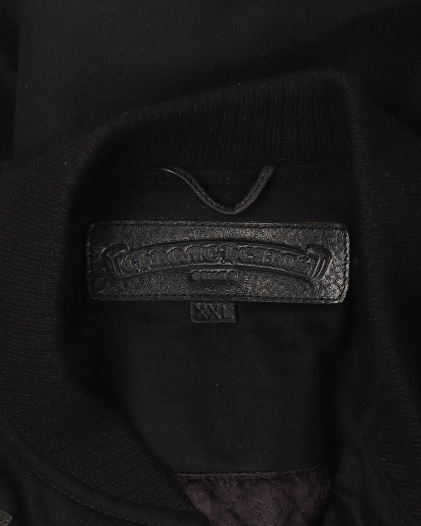 Leather Cross Varsity Jacket