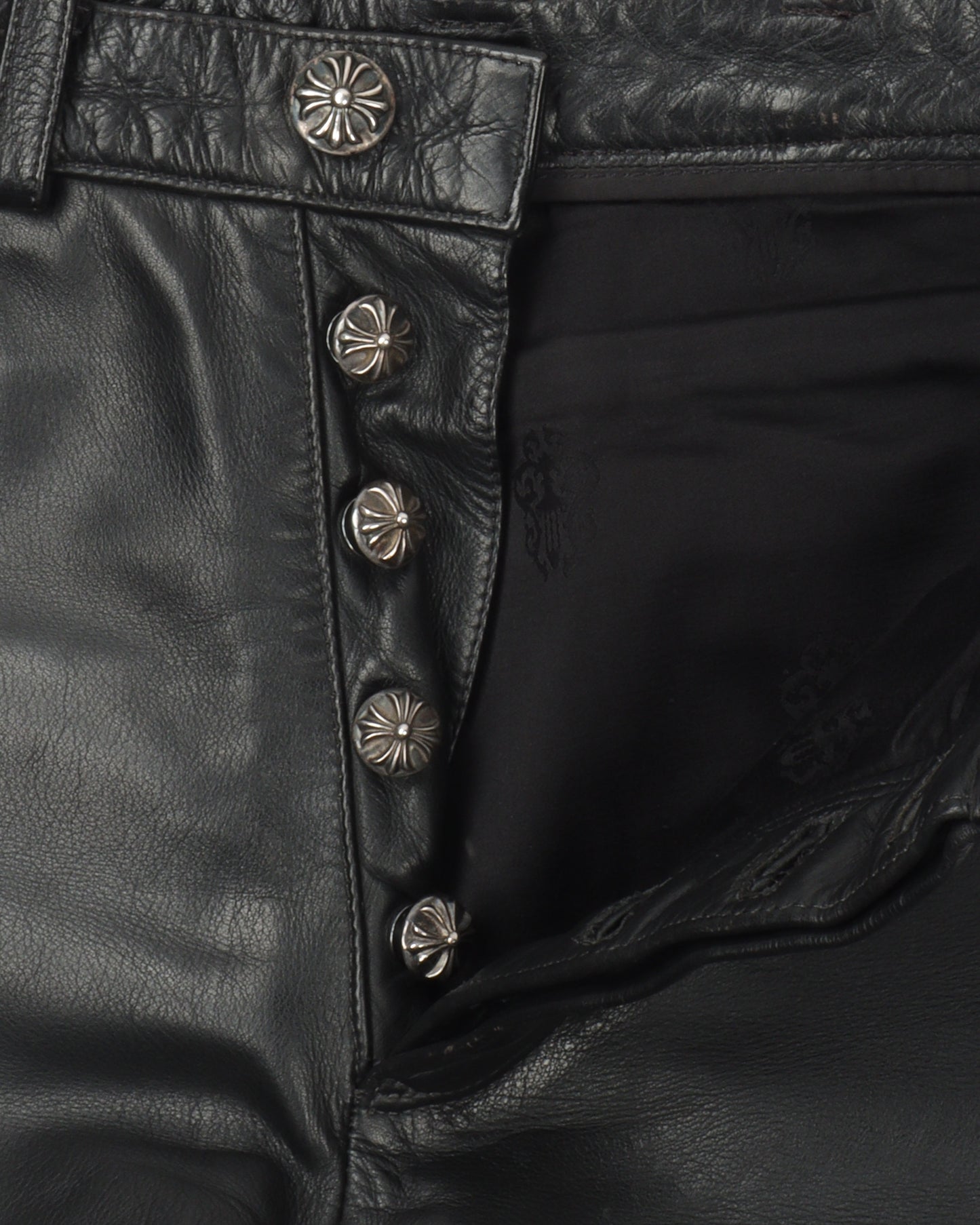 Leather Cross Leather Fleur Knee Pants