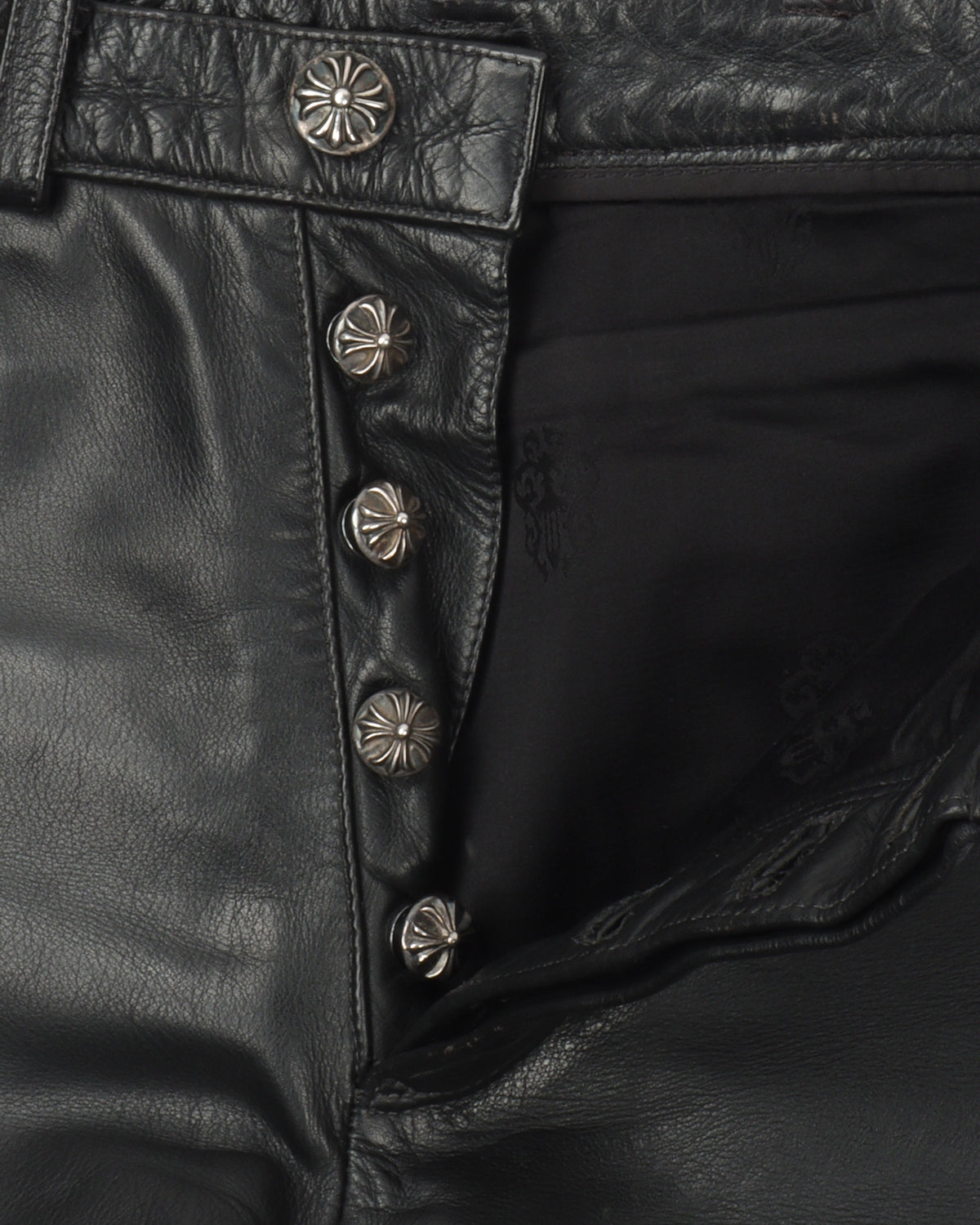 Leather Cross Leather Fleur Knee Pants