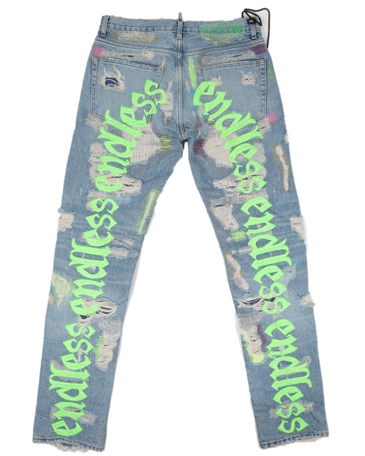 Denim Distressed Jeans Green