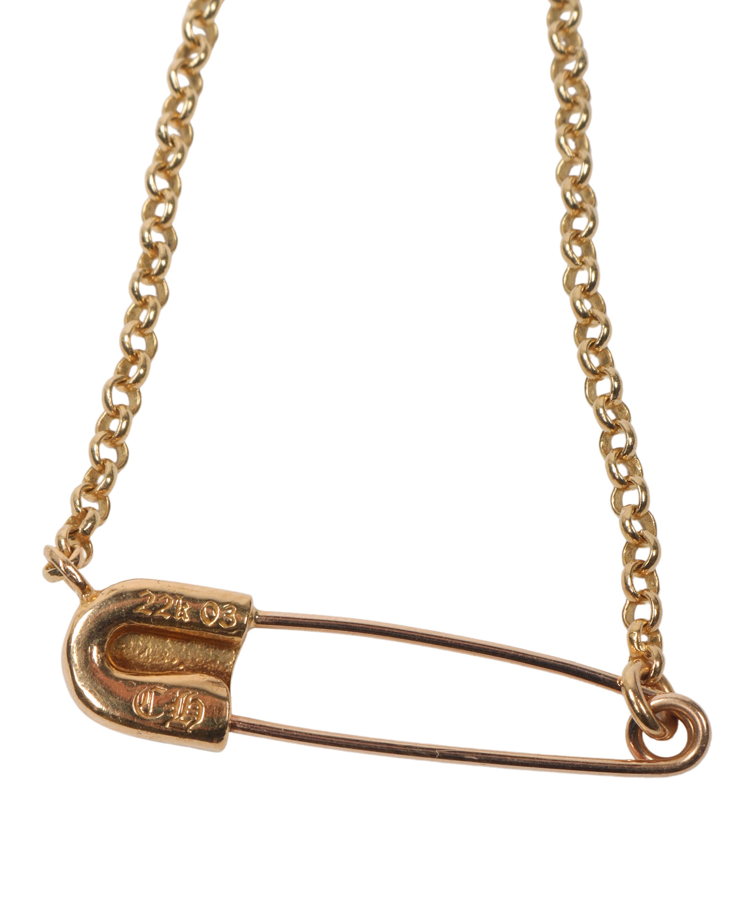 Gold 22k Safety Pin Necklace