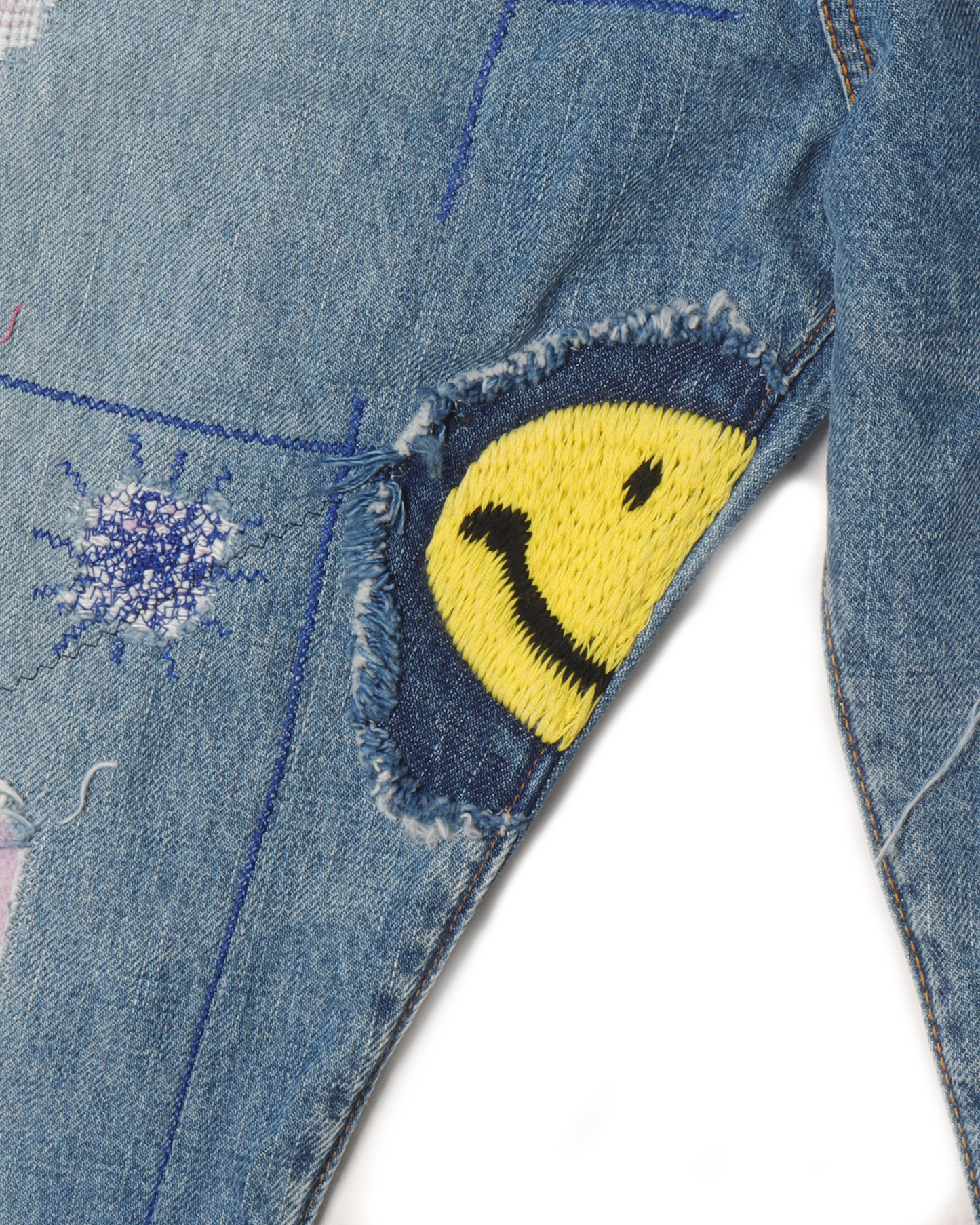 Distressed Embroidered Jeans