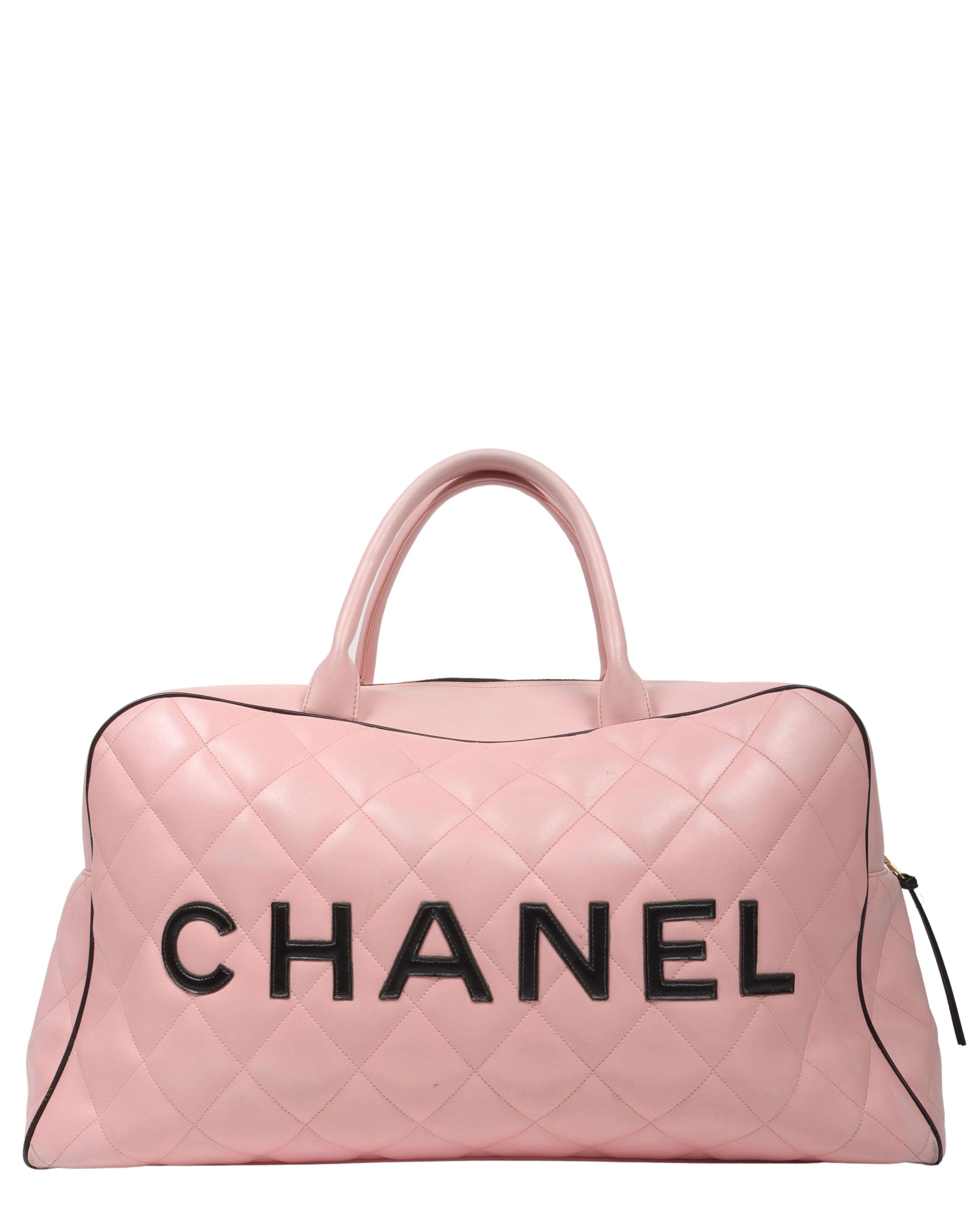 Chanel 1995 Pink Quilted Leather Boston Duffle – Angeles Vintage