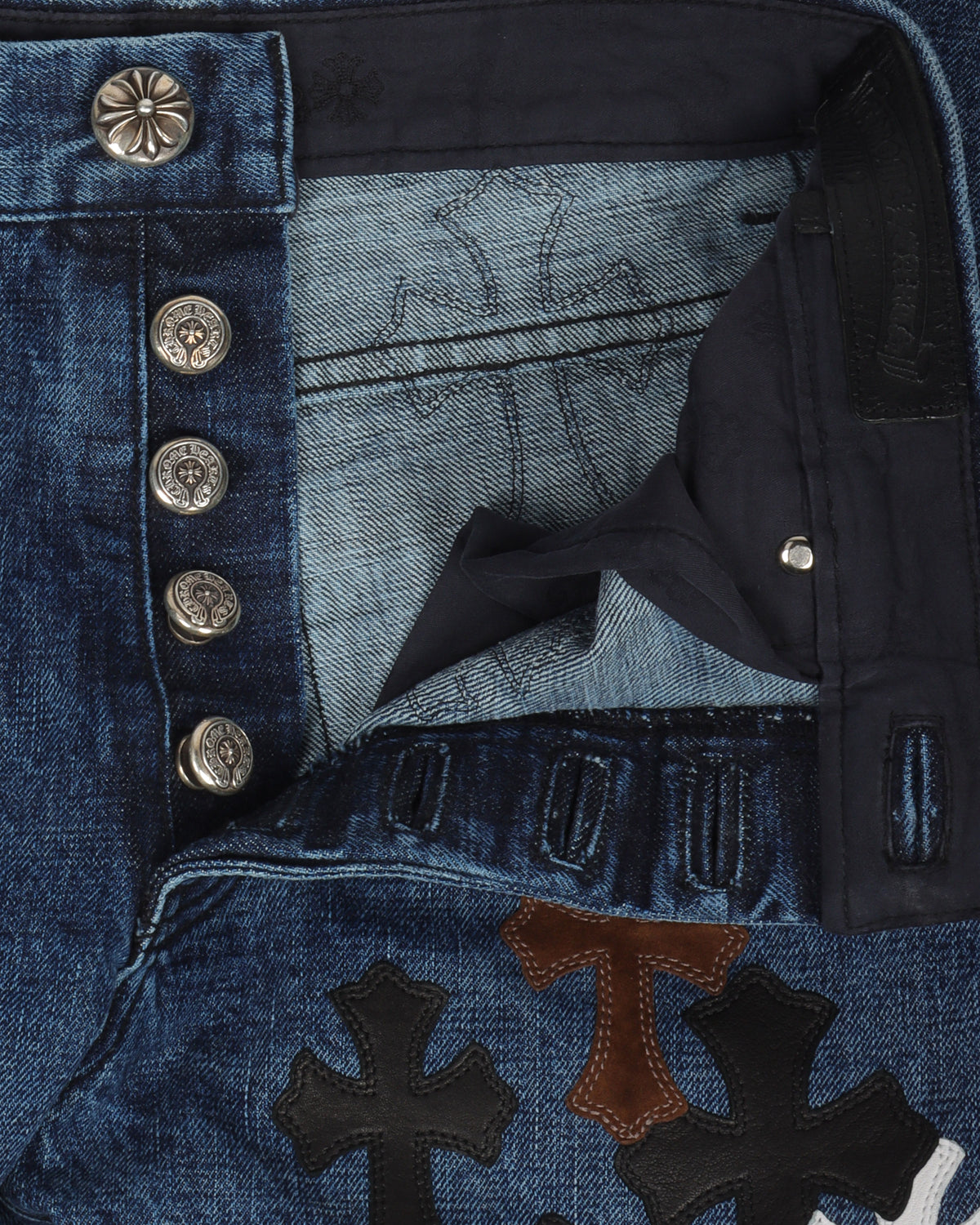Fleur Knee Denim Cross Patch Jeans