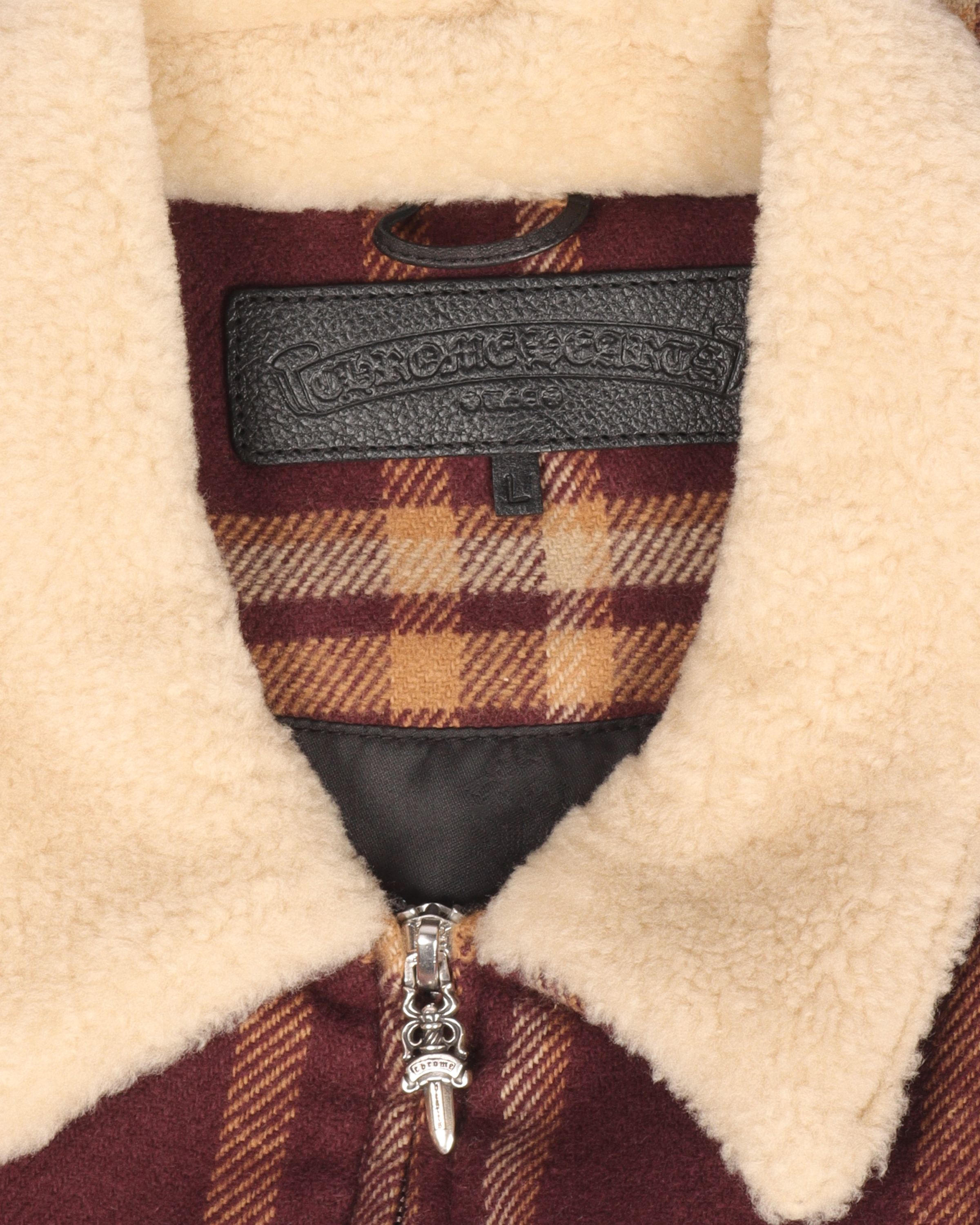Sherpa Collar Zip-Up Flannel Jacket