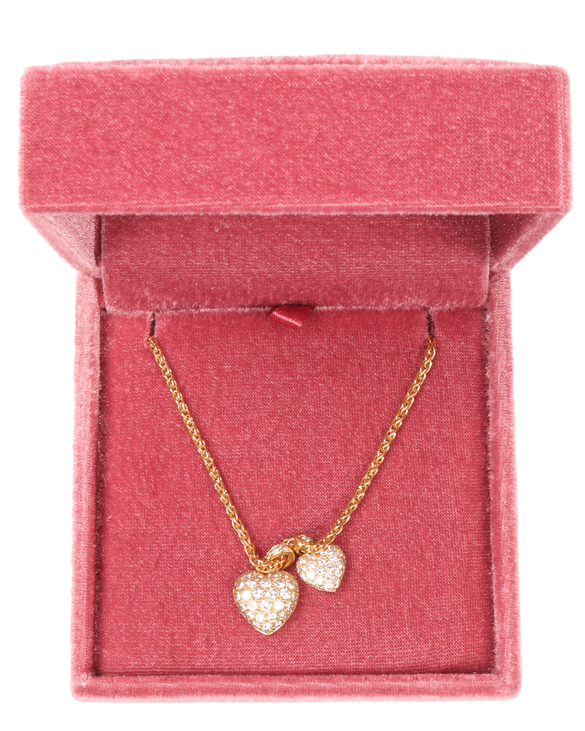 18K Gold Double Heart Diamond Necklace