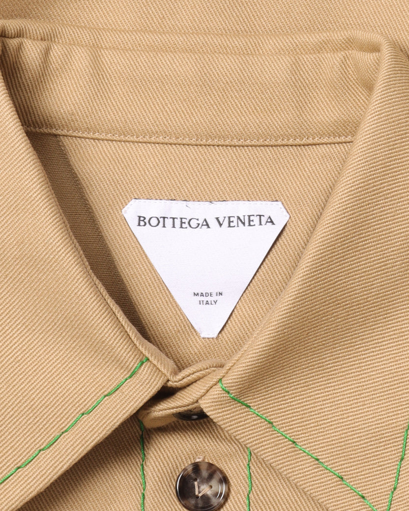 Button Up Shirt Green Stitching