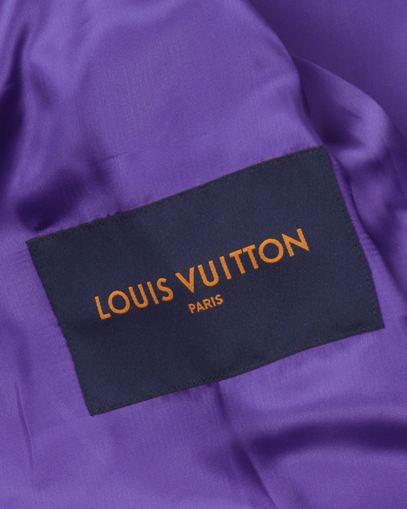 Louis Vuitton, Jackets & Coats, Multi Patch Lv Purple Leather Varsity  Jacket