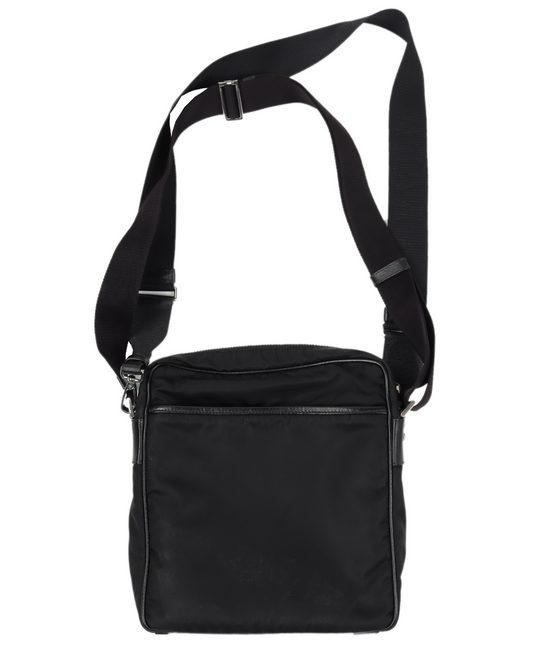 Nylon and Saffiano Leather Bag with Strap