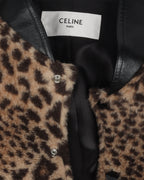 Crystal Leopard Leather Bomber Jacket