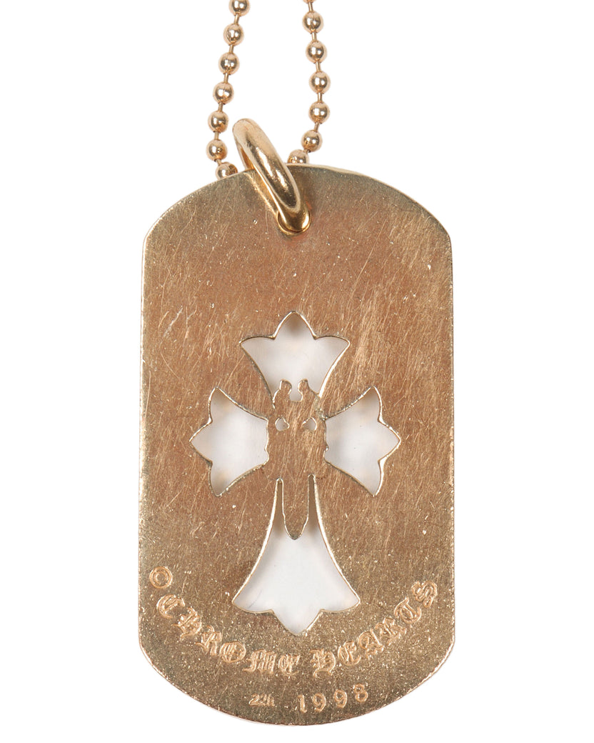 Gold & Diamond Dog Tag with Chain Link