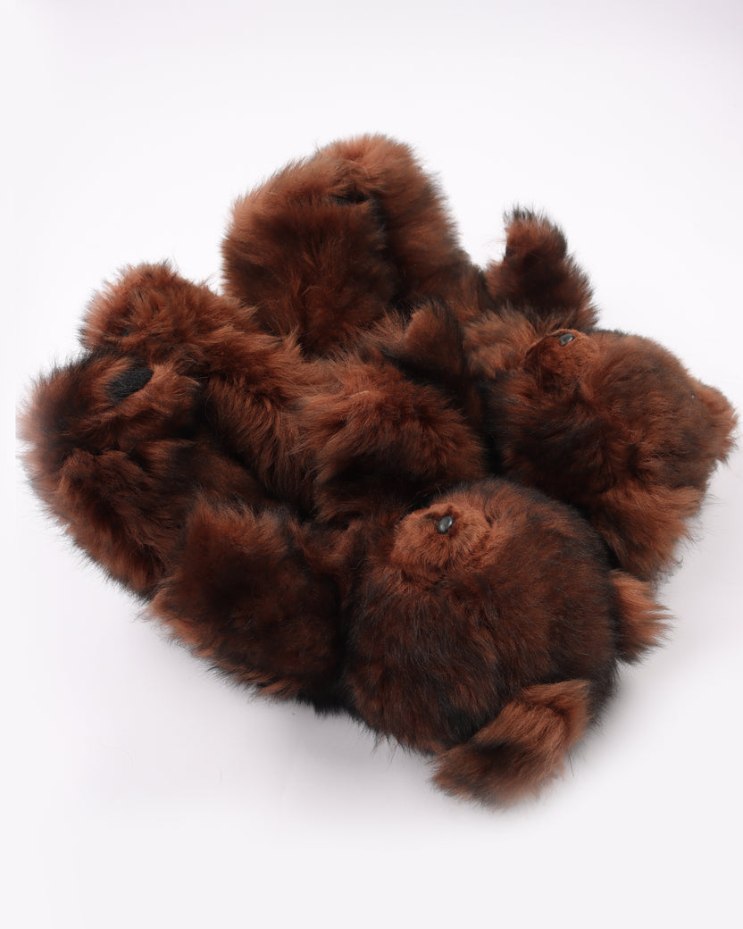 Hug Me Bear Fur Plush Shearling Teddy Bear Slippers