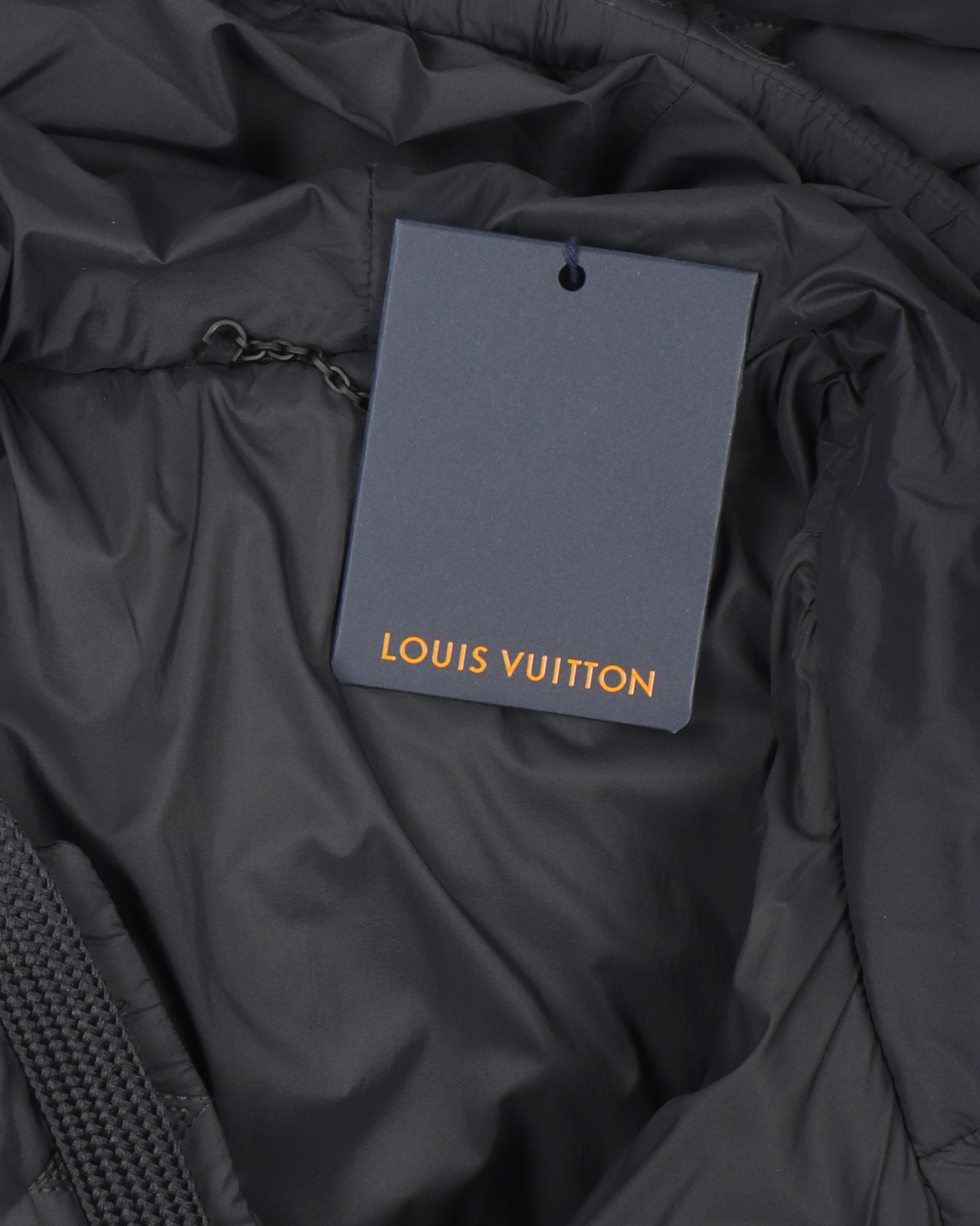 LOUIS VUITTON Monogram Quilted Hooded Blouson Anthracite. Size 48
