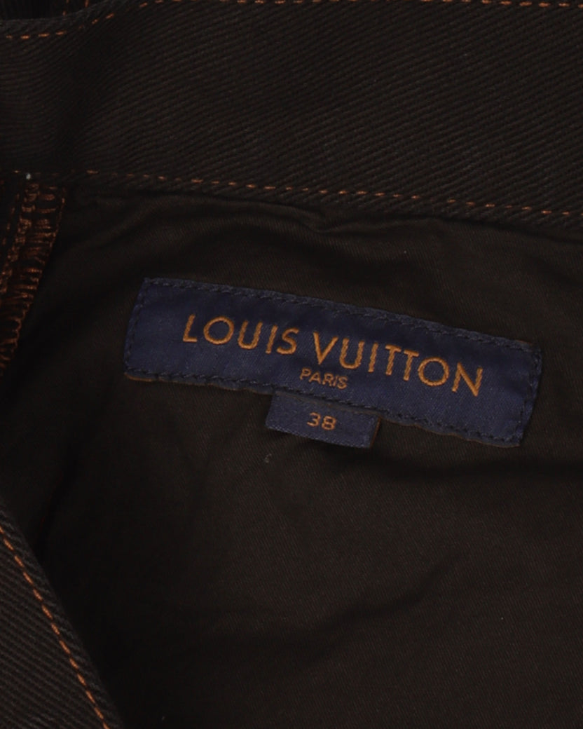 Pre-owned Louis Vuitton Monogram Detail Carpenter Denim Pants In Brown