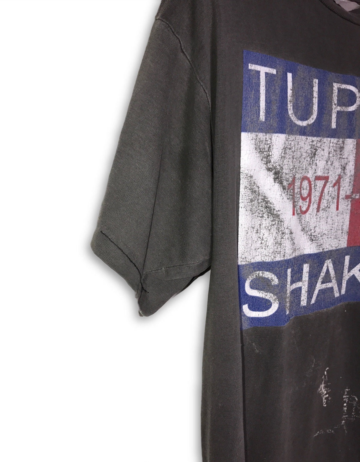2pac Vintage Hilfiger Washed Black Hip-Hop T-Shirt