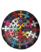Leather Multicolor Cross Patch Stool