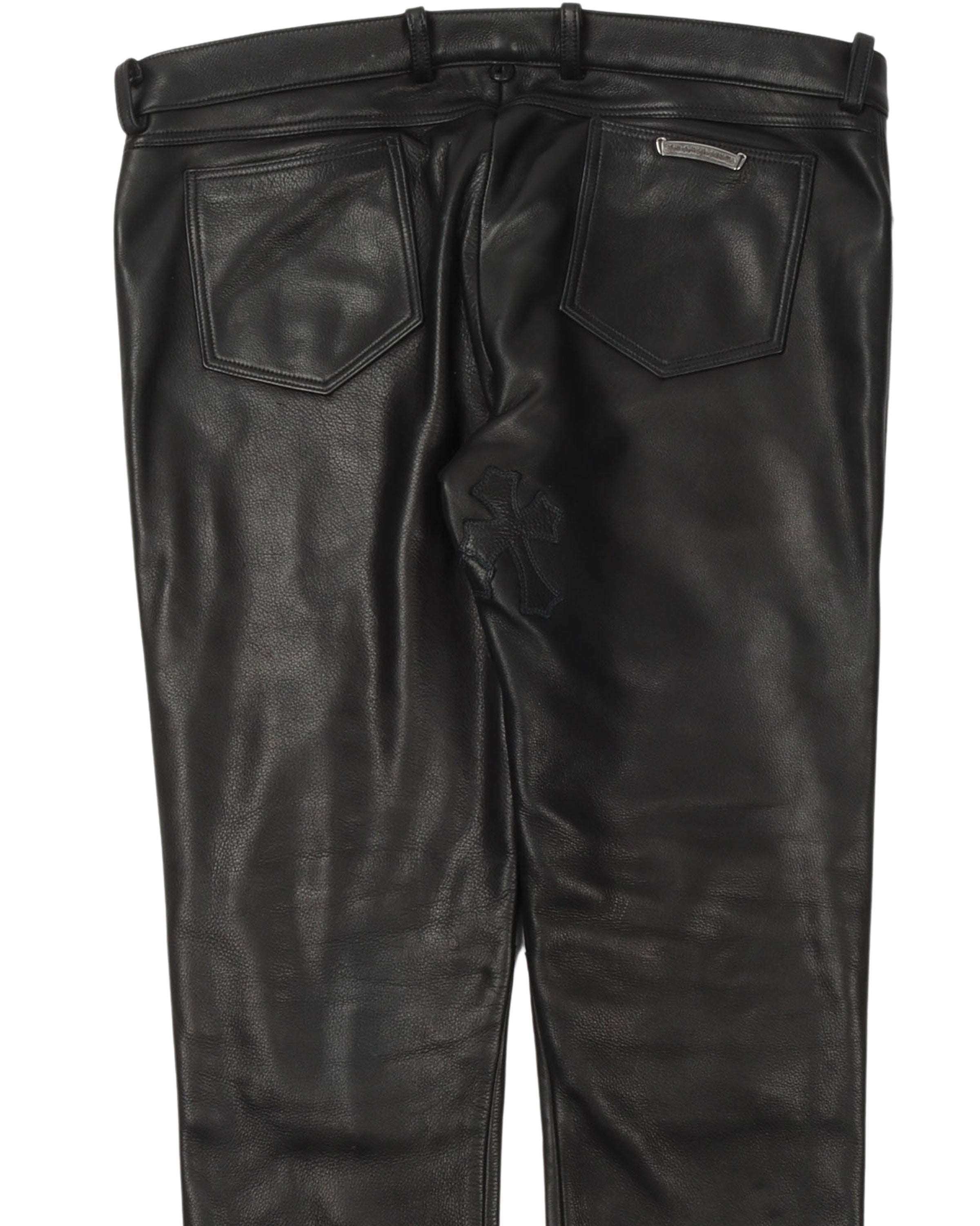 Leather Cross Leather Fleur Knee Pants