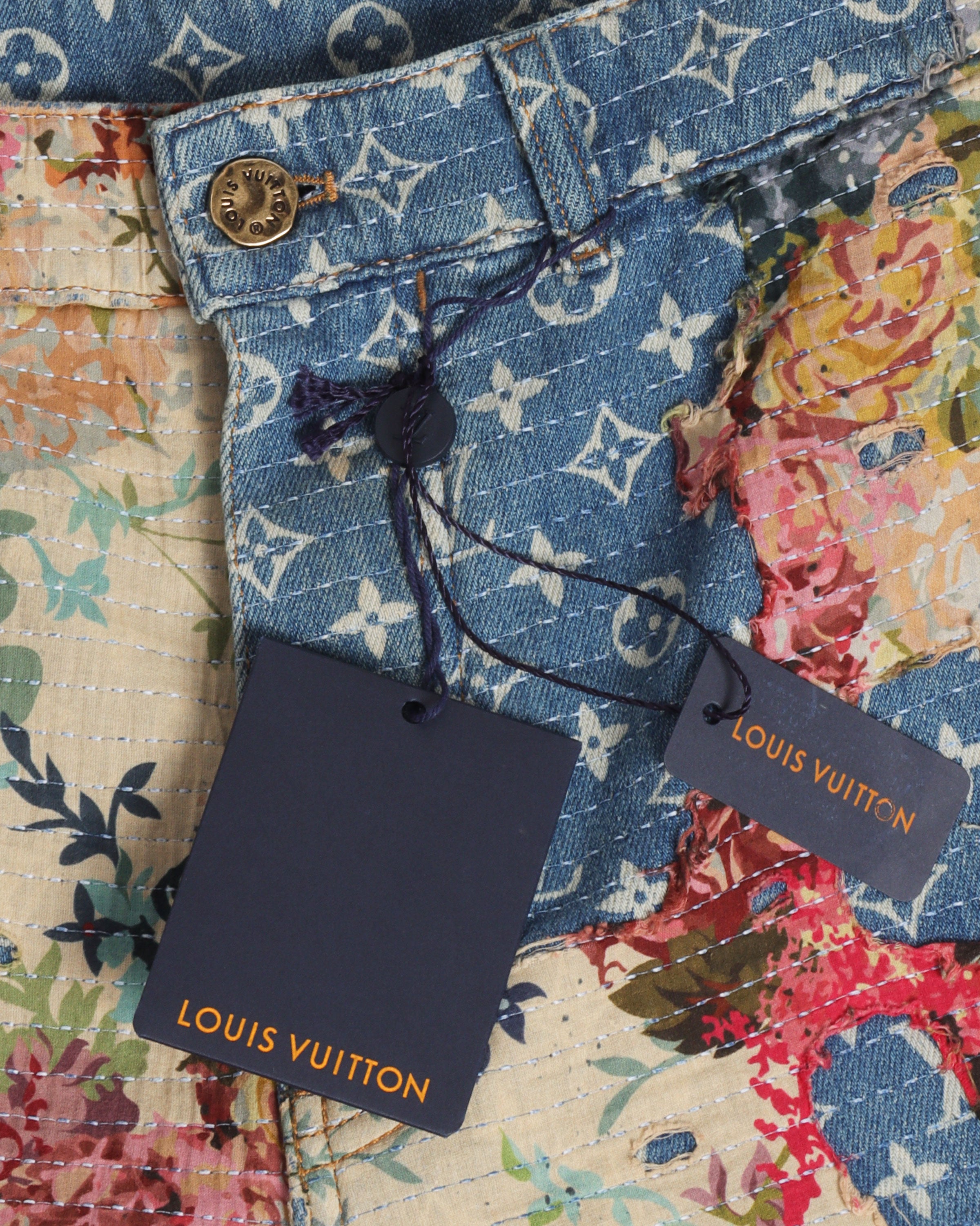 Louis Vuitton Grey Monogram Distressed Baggy Denim