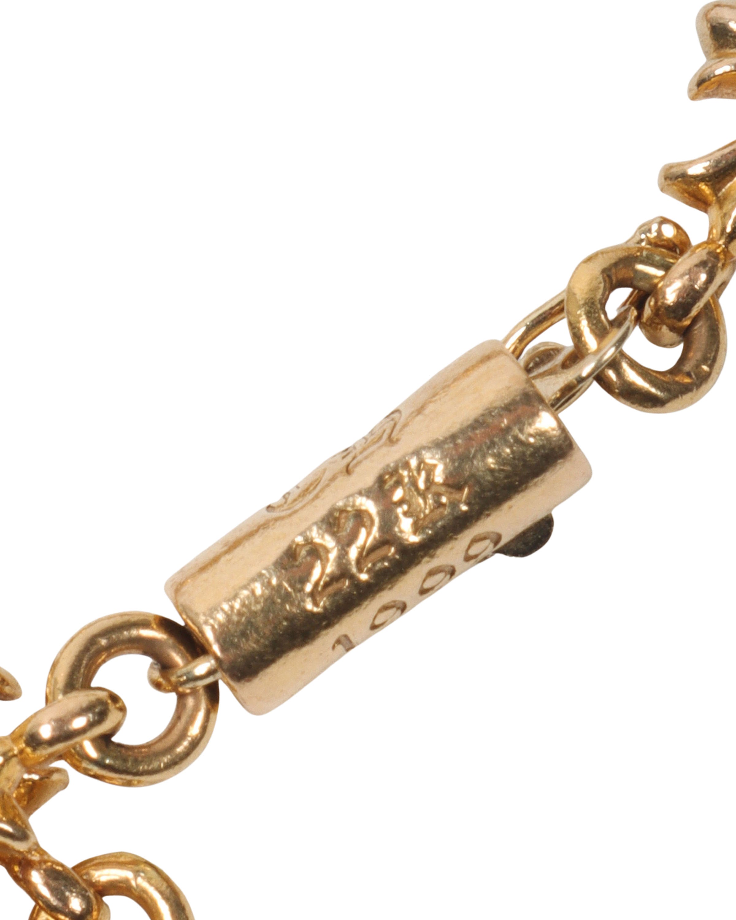 22k Gold & Pink Sapphire Cross Bracelet