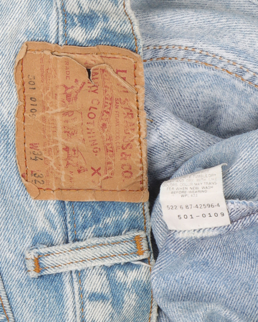 Released Hem Levi's 501 Acid Wash Jeans