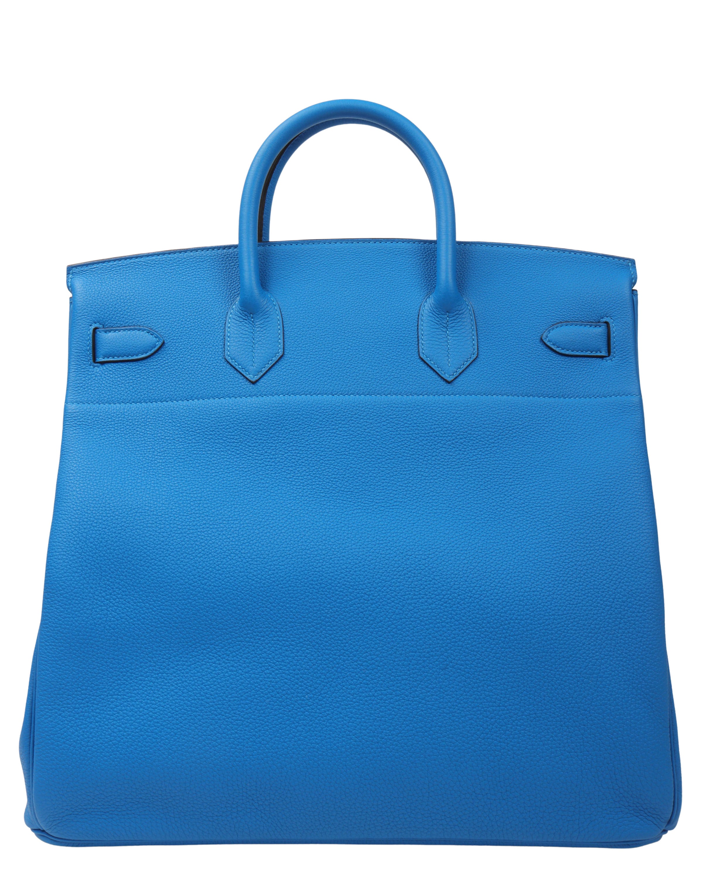 Hermes HAC 40 Togo Calfskin Bag Bleu Hydra