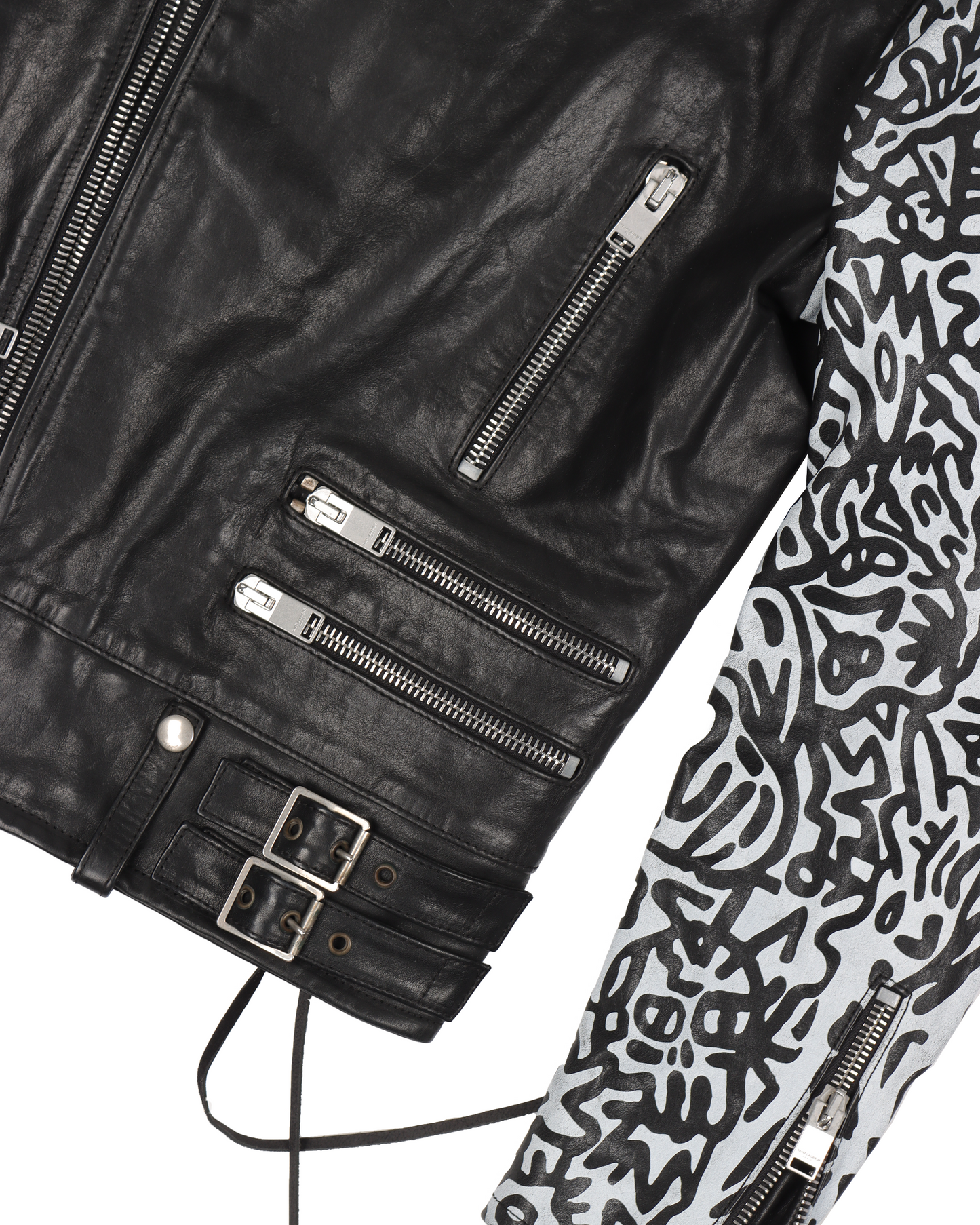 FW13 Sumi Ink Club Graffiti Calf Leather Biker Jacket