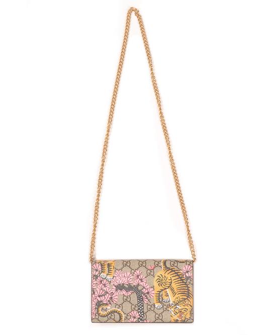 GG Supreme Monogram Bengal Chain Wallet
