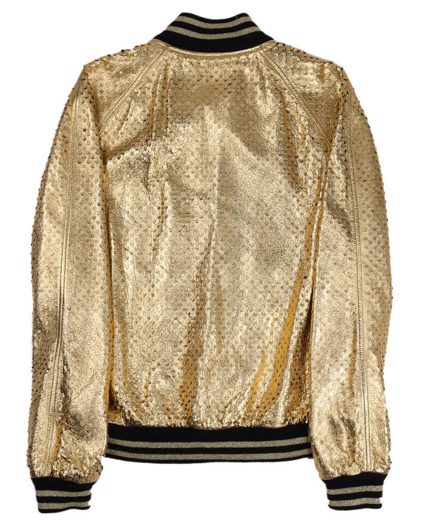 SS17 Gold Leather Teddy Souvenir Jacket