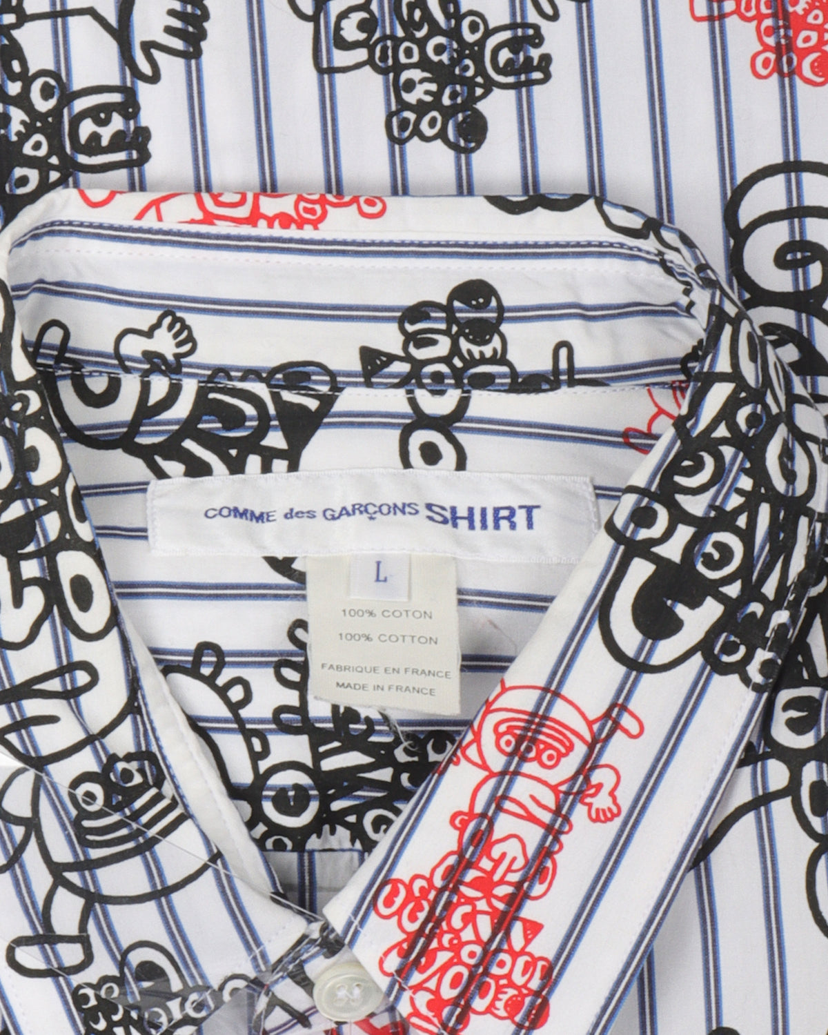 Striped Cartoon Button Up Shirt