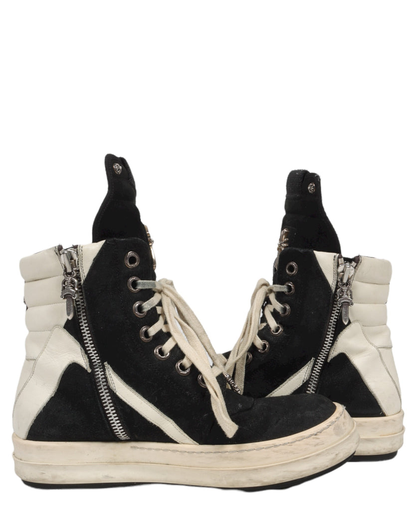 Rick Owens Embellished Suede Geobasket Sneakers
