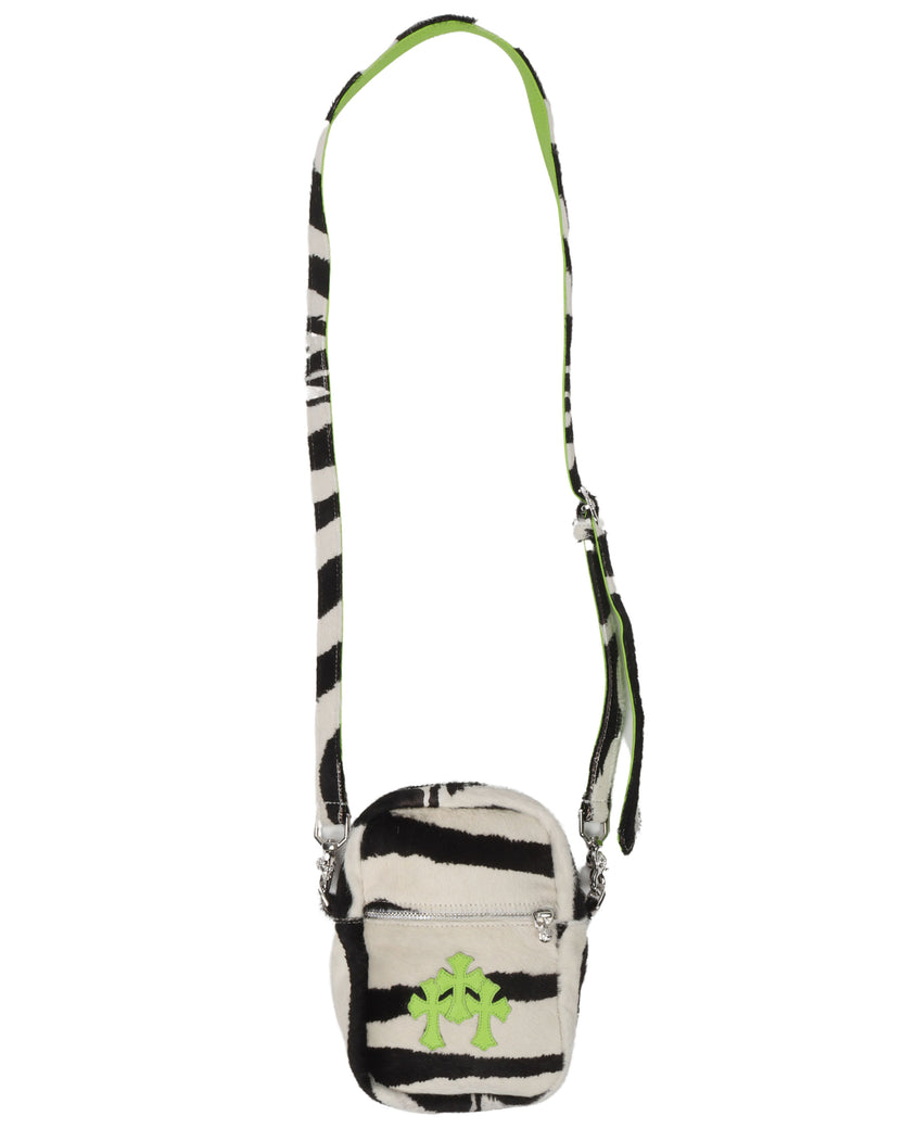 Zebra Phone Pouch Bag With Green Crosses