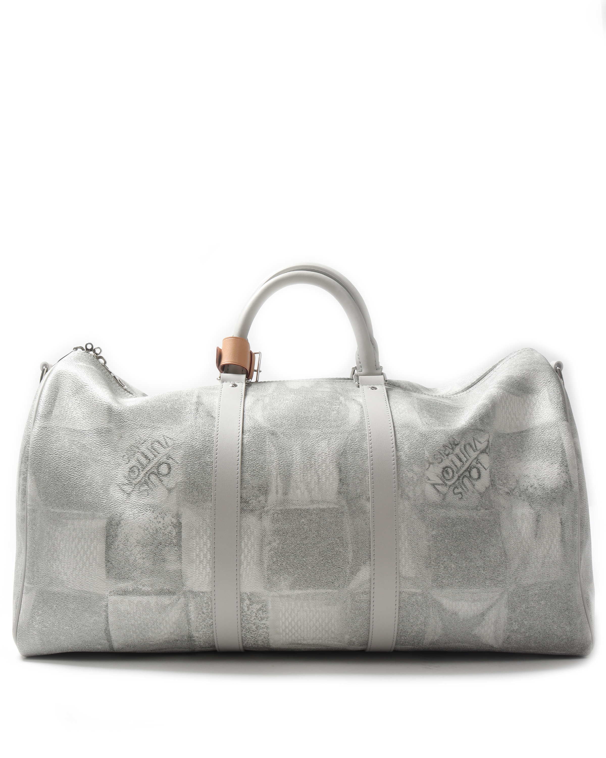 Louis Vuitton Damier Azur Keepall 50 Duffle Bag 38lk824s For Sale at  1stDibs  louis vuitton duffle bag white, white lv duffle bag, louis  vuitton bag white checkered