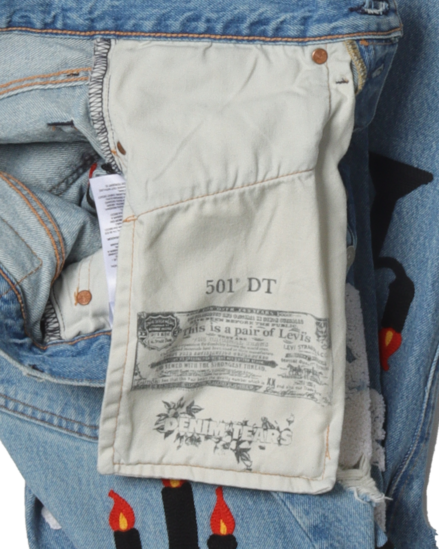 Virgil Abloh "Message in a Tear" Embroidered Jeans