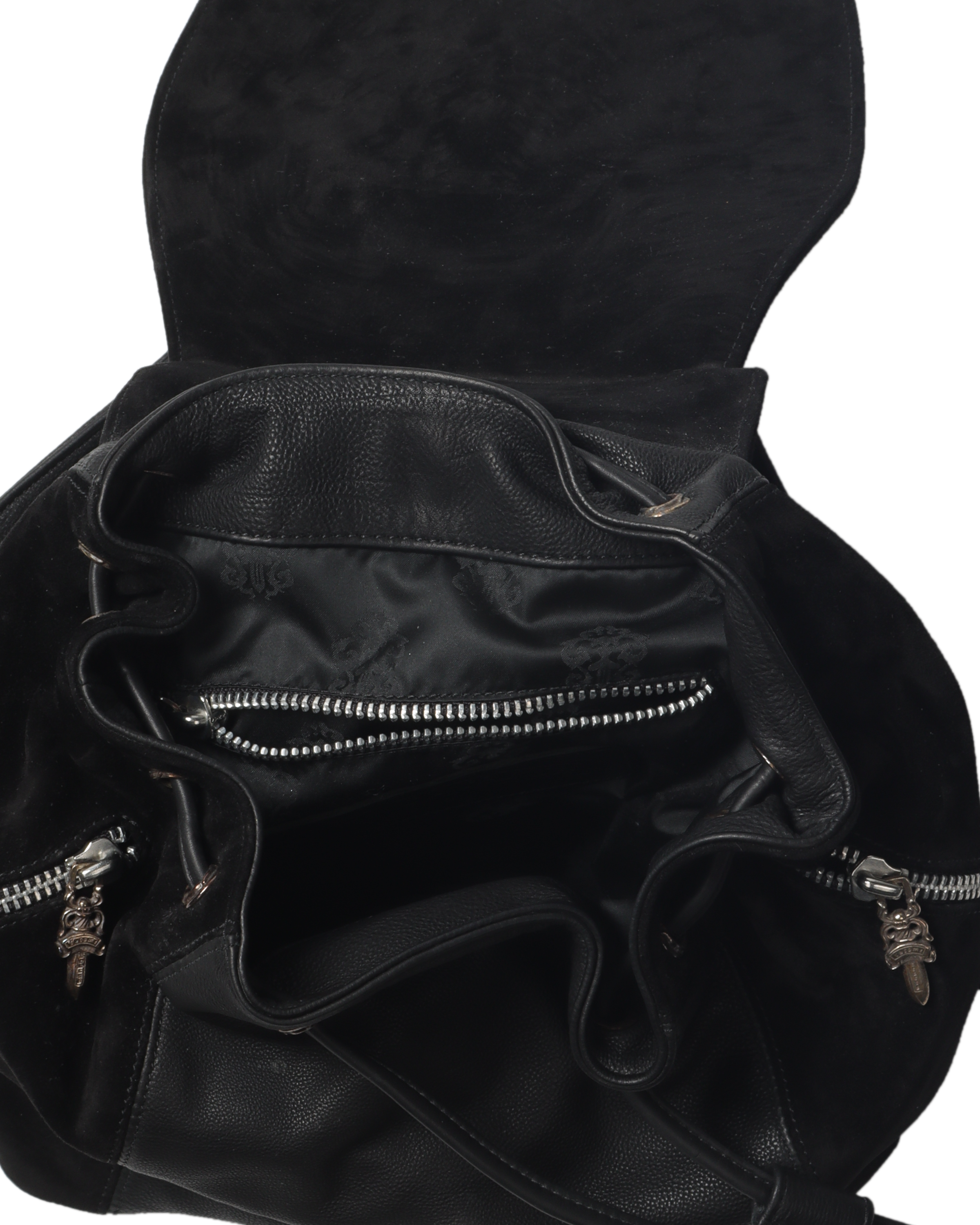 Leather & Suede Drawstring Bucket Backpack