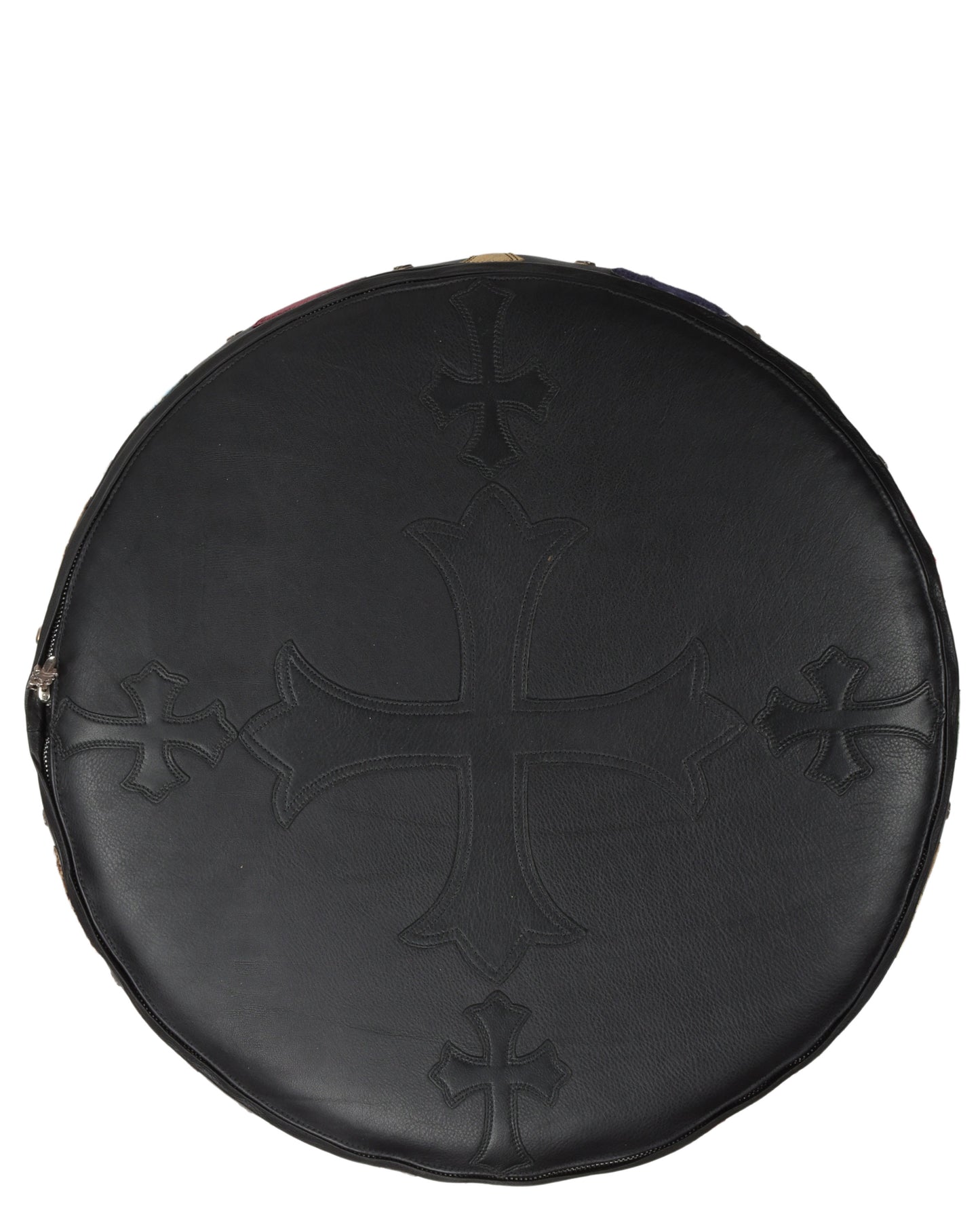 Leather Multicolor Cross Patch Stool
