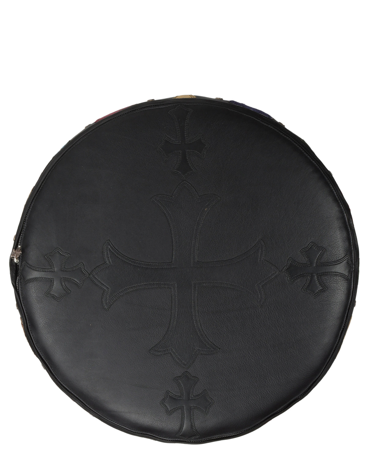 Leather Multicolor Cross Patch Stool