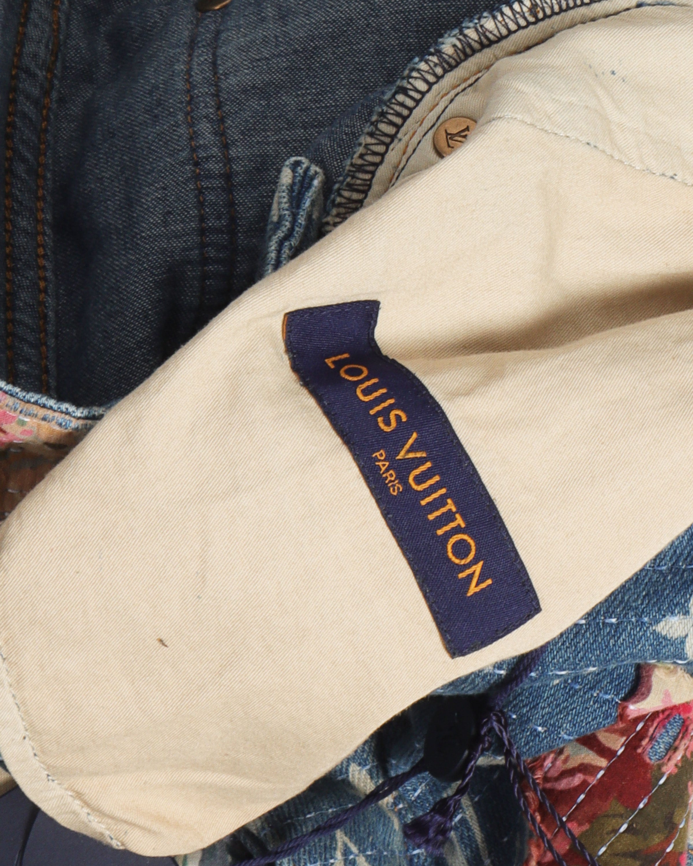 Louis Vuitton FW22 Runway distressed baggy Lv monogram jeans in