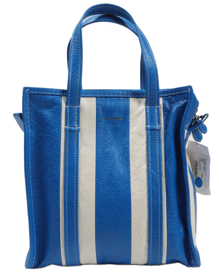 Blue and White Leather Bazar Bag